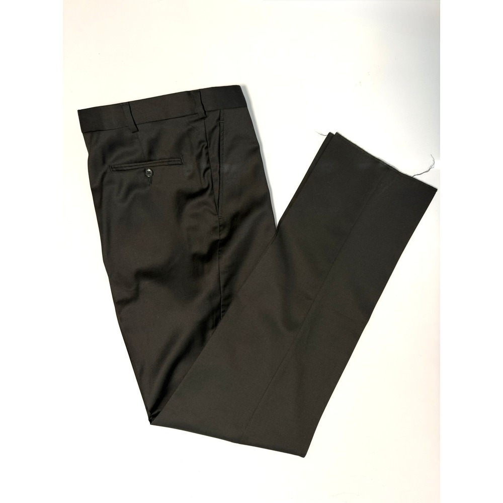 Joseph Abboud Mens 46R Black Wool Tailored Flat Front Dress Pants Made in USA